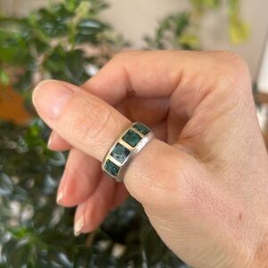 Vintage Native American Sterling Silver and Turquoise Inlay Ring